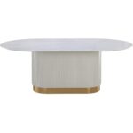 Paloma Dining Table - Oval - White Marble - 84" 110254 110254 PALOMA DINING TABLE GOLD WHITE MARBLE 84 2