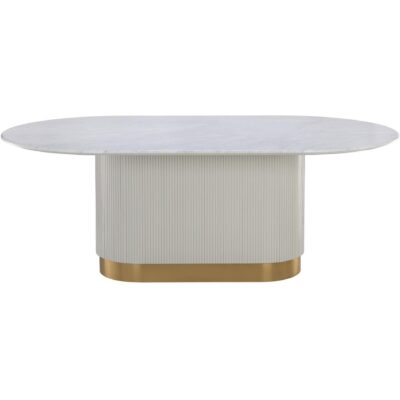 Paloma Dining Table - Oval - White Marble - 84" 110254 110254 PALOMA DINING TABLE GOLD WHITE MARBLE 84 2