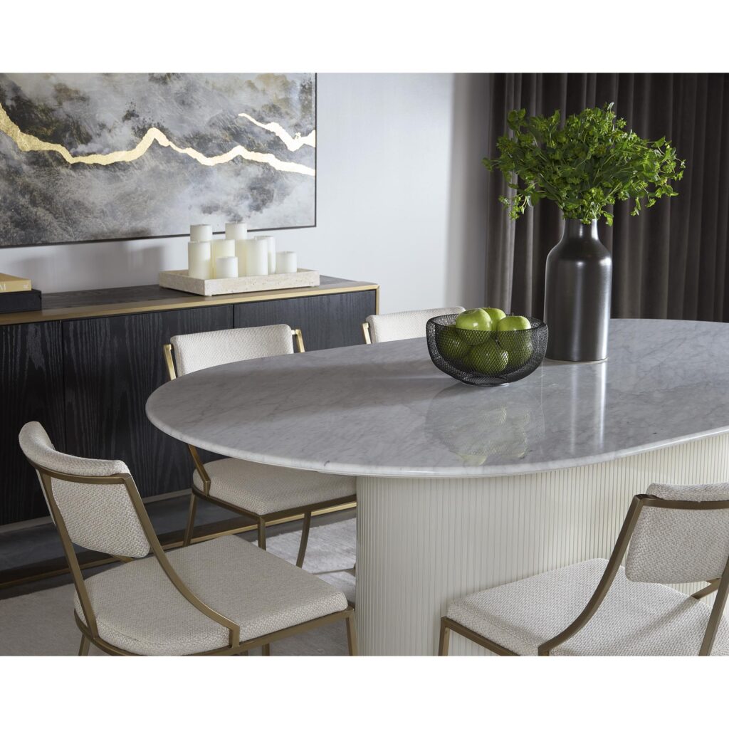 Paloma Dining Table - Oval - White Marble - 84" - Image 5