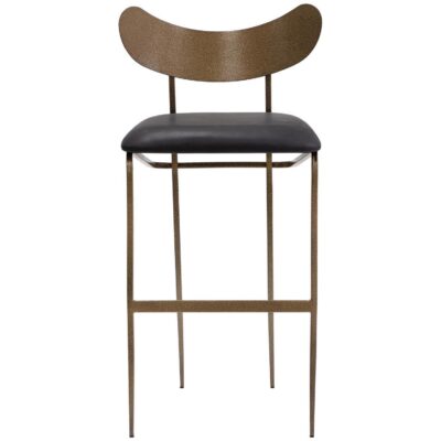 Gibbons Barstool - Antique Brass - Charcoal Black Leather 110366 110366 GIBBONS BARSTOOL ANTIQUE BRASS CHARCOAL BLACK LEATHER 1