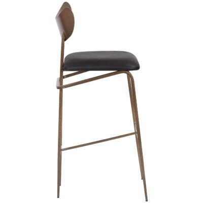 Gibbons Barstool - Antique Brass - Charcoal Black Leather 110366 110366 GIBBONS BARSTOOL ANTIQUE BRASS CHARCOAL BLACK LEATHER 2