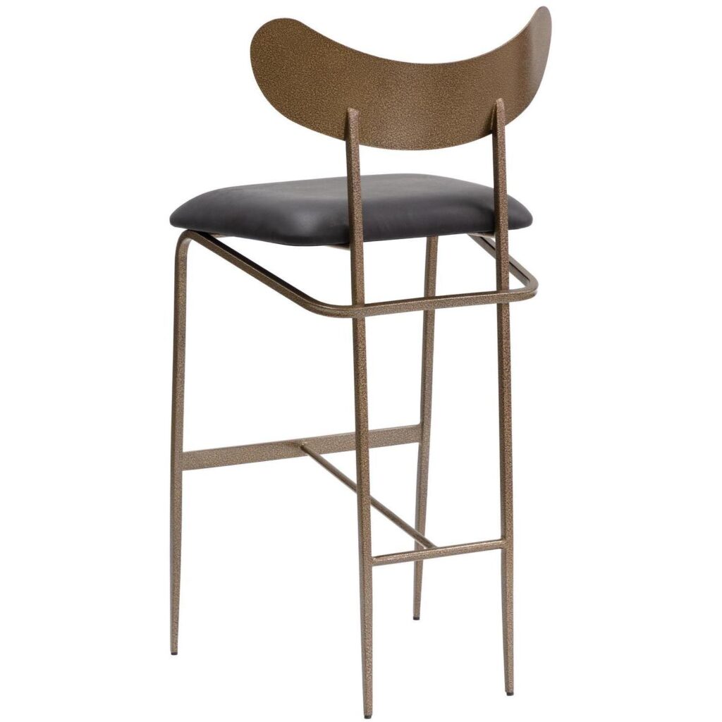 Gibbons Barstool - Antique Brass - Charcoal Black Leather - Image 4