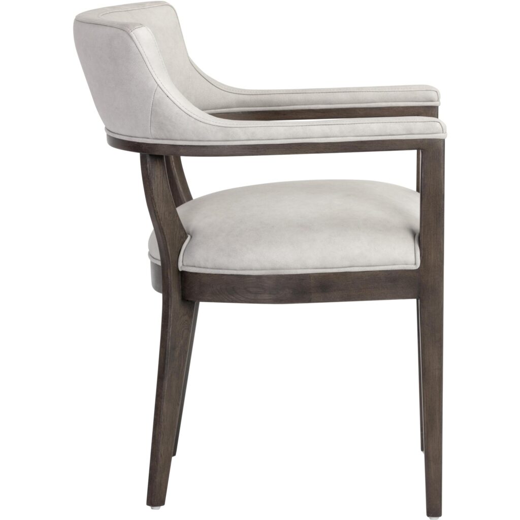 Brylea Dining Armchair - Brown - Saloon Light Grey Leather - Image 3