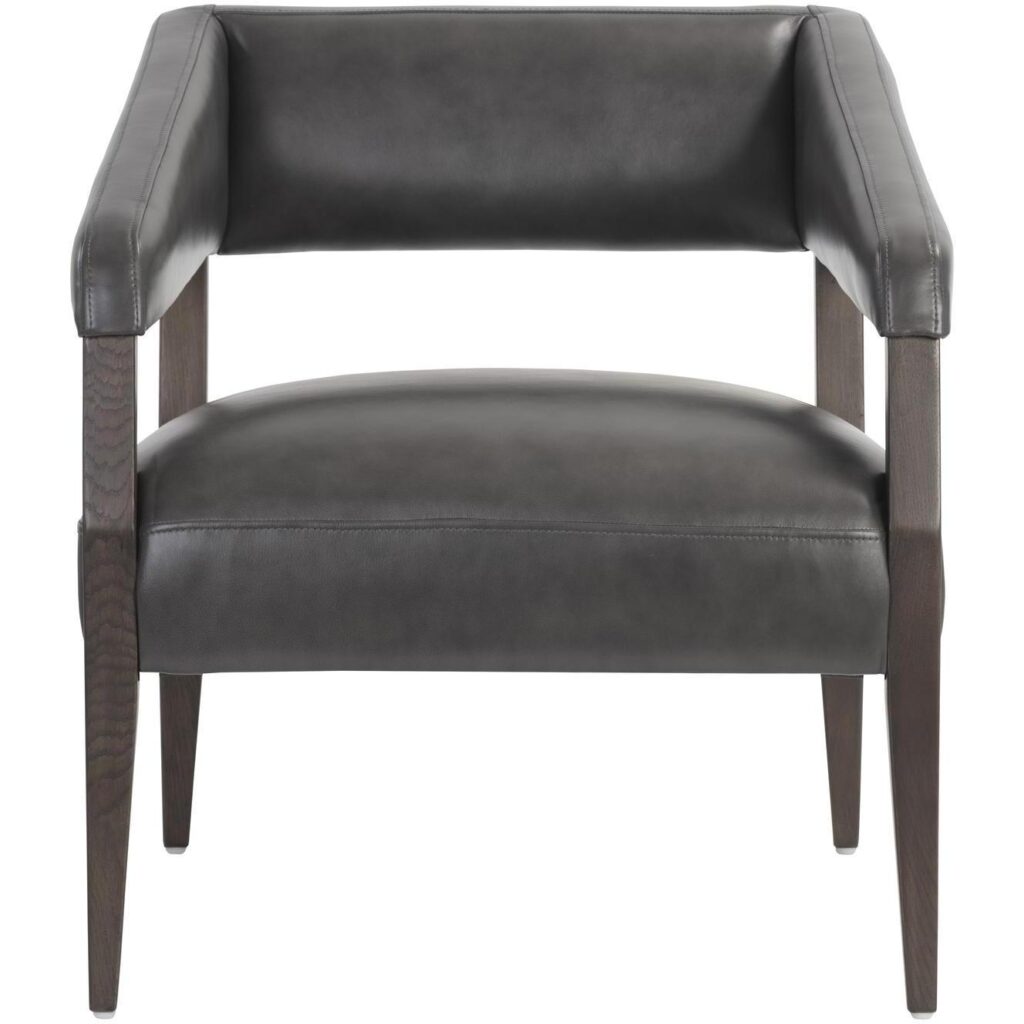 Carlyle Lounge Chair - Brentwood Charcoal Leather - Image 2