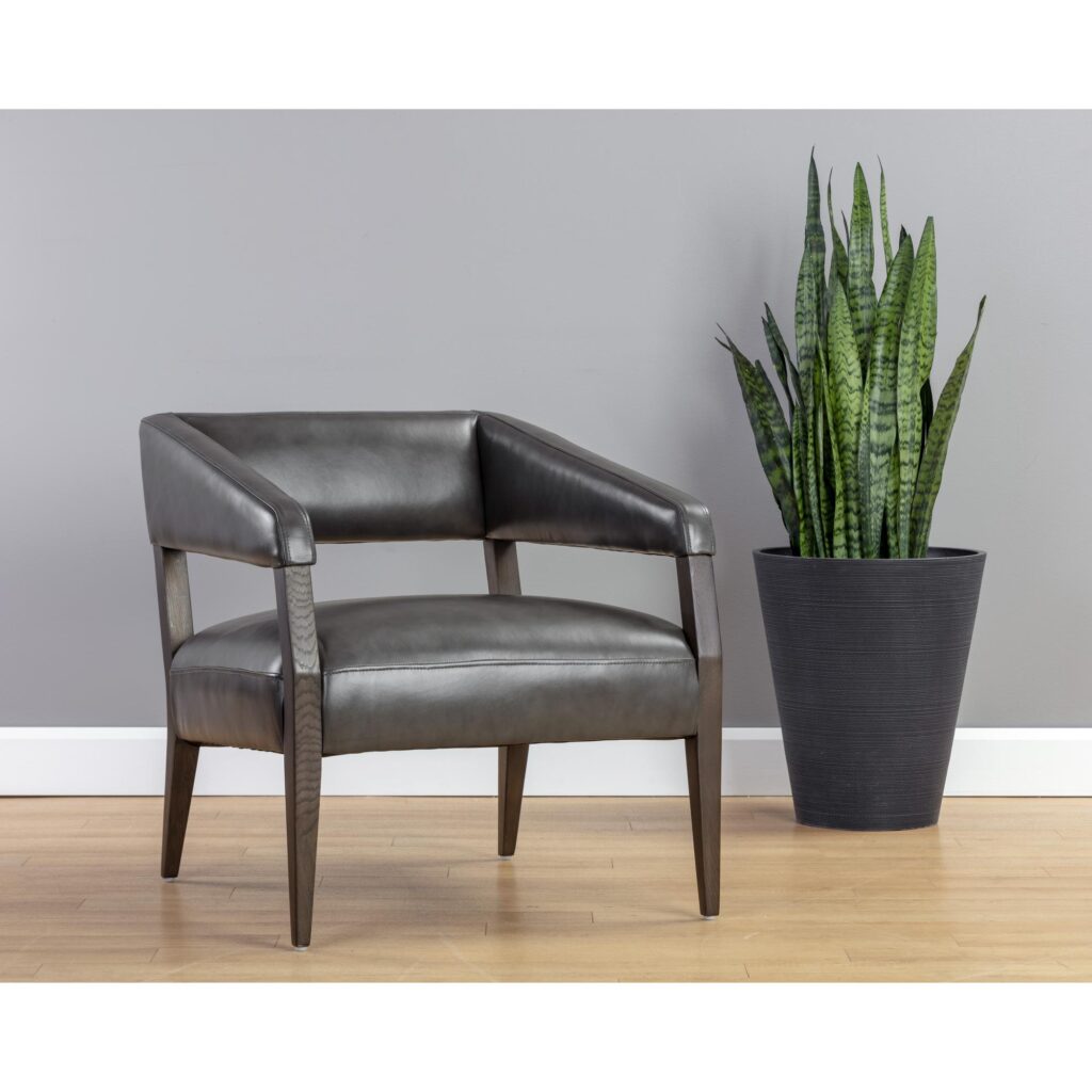 Carlyle Lounge Chair - Brentwood Charcoal Leather - Image 5