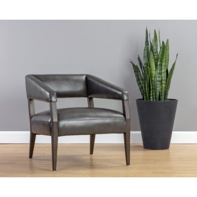 Carlyle Lounge Chair - Brentwood Charcoal Leather 110530 110530 CARLYLE LOUNGE CHAIR BRENTWOOD CHARCOAL LEATHER 5