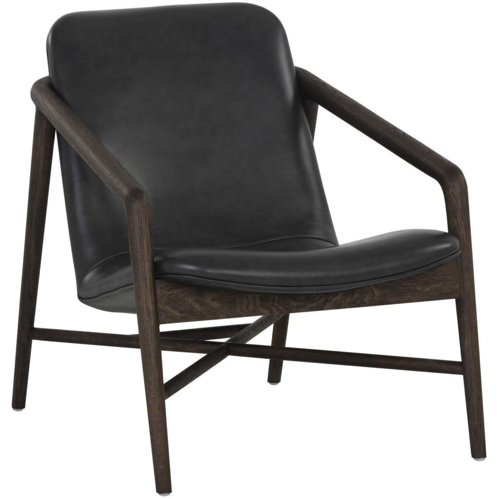 Cinelli Lounge Chair - Dark Brown - Brentwood Charcoal Leather