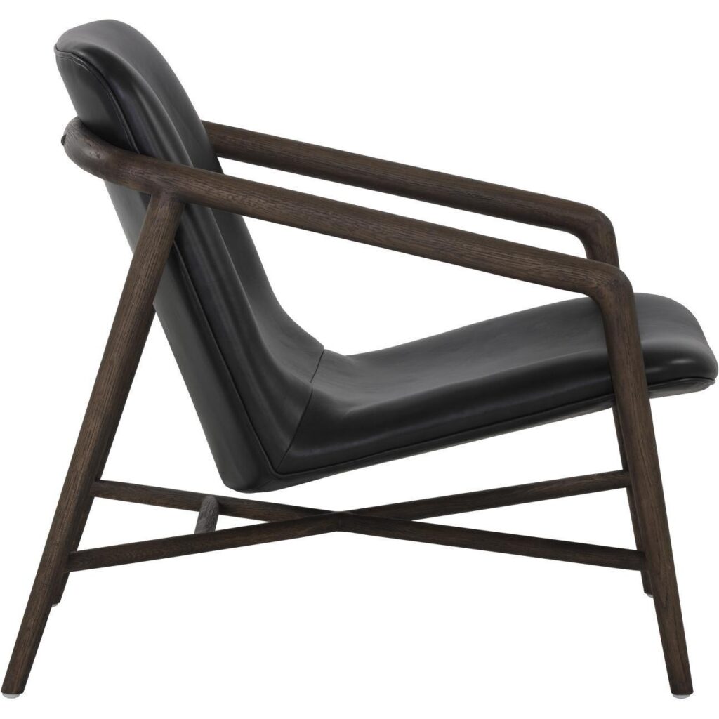 Cinelli Lounge Chair - Dark Brown - Brentwood Charcoal Leather - Image 3