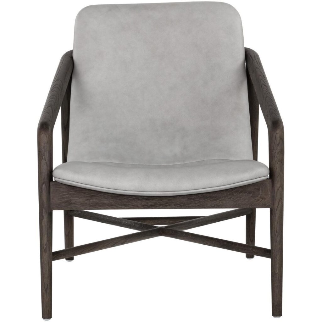 Cinelli Lounge Chair - Dark Brown - Saloon Light Grey Leather - Image 2