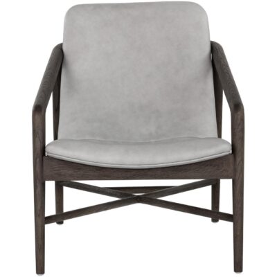 Cinelli Lounge Chair - Dark Brown - Saloon Light Grey Leather 110539 110539 CINELLI LOUNGE CHAIR SALOON LIGHT GREY LEATHER 1