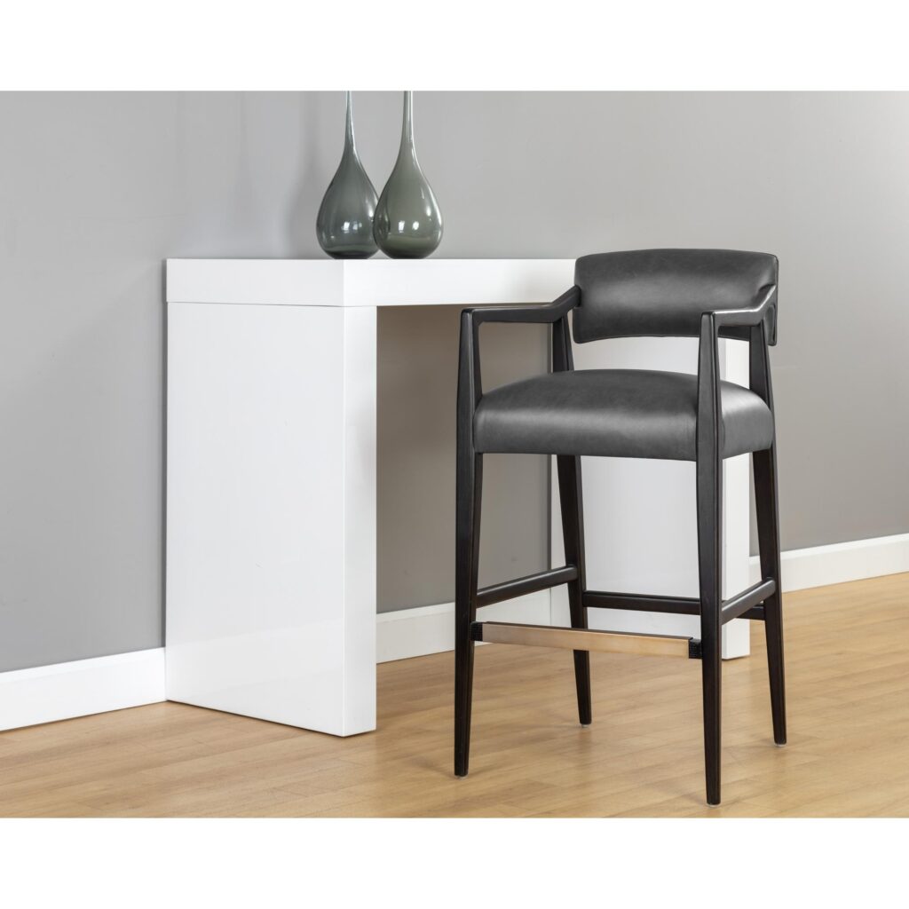 Keagan Barstool - Brentwood Charcoal Leather - Image 4