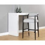 Keagan Barstool - Saloon Light Grey Leather 110556 110556 KEAGAN BARSTOOL SALOON LIGHT GREY LEATHER 5