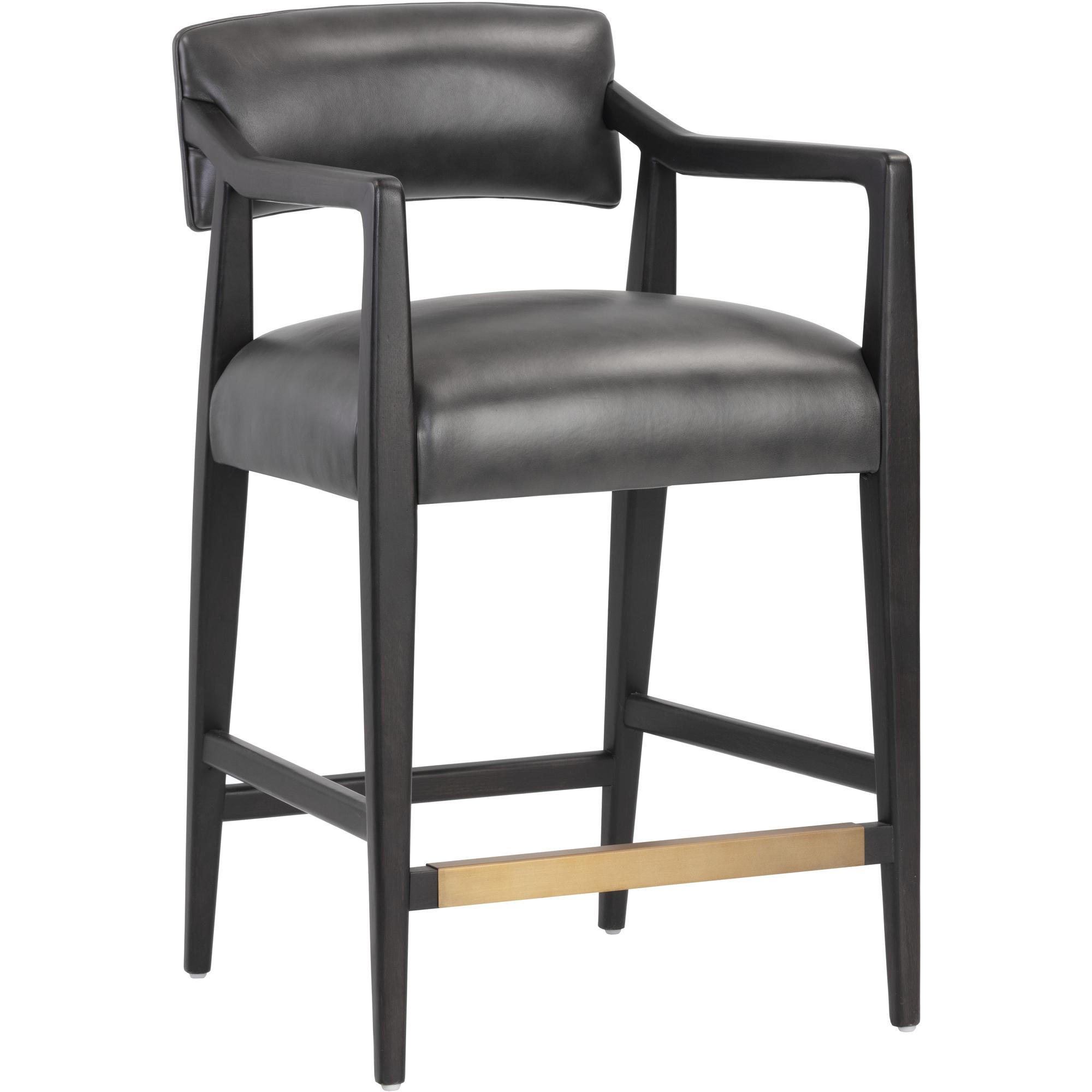 Keagan Counter Stool - Brentwood Charcoal Leather 1 Keagan Counter Stool - Brentwood Charcoal Leather