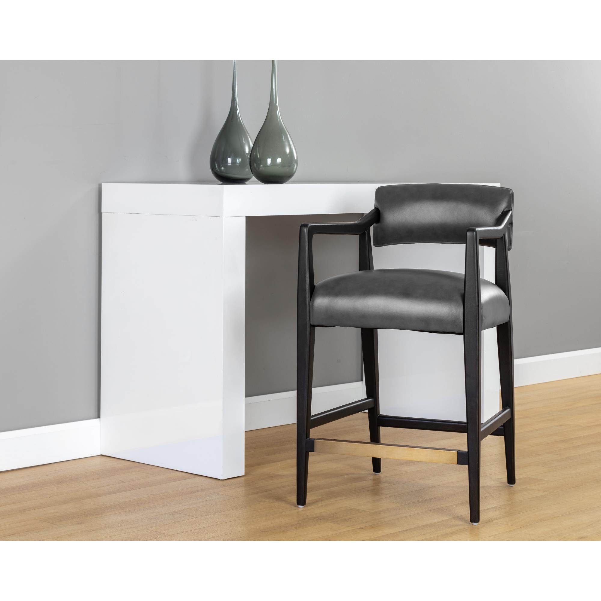 Keagan Counter Stool - Brentwood Charcoal Leather 4 Keagan Counter Stool - Brentwood Charcoal Leather - Image 4