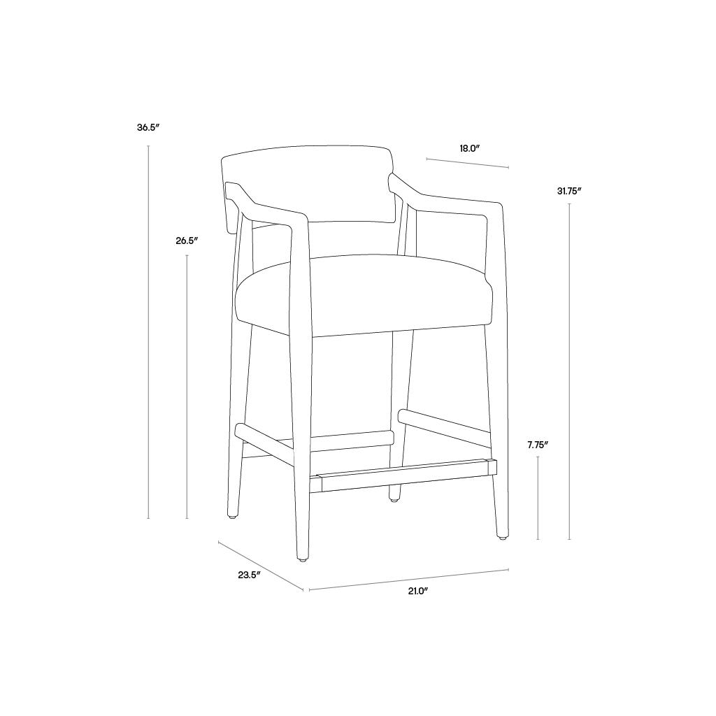 Keagan Counter Stool - Brentwood Charcoal Leather 9 Keagan Counter Stool - Brentwood Charcoal Leather - Image 9