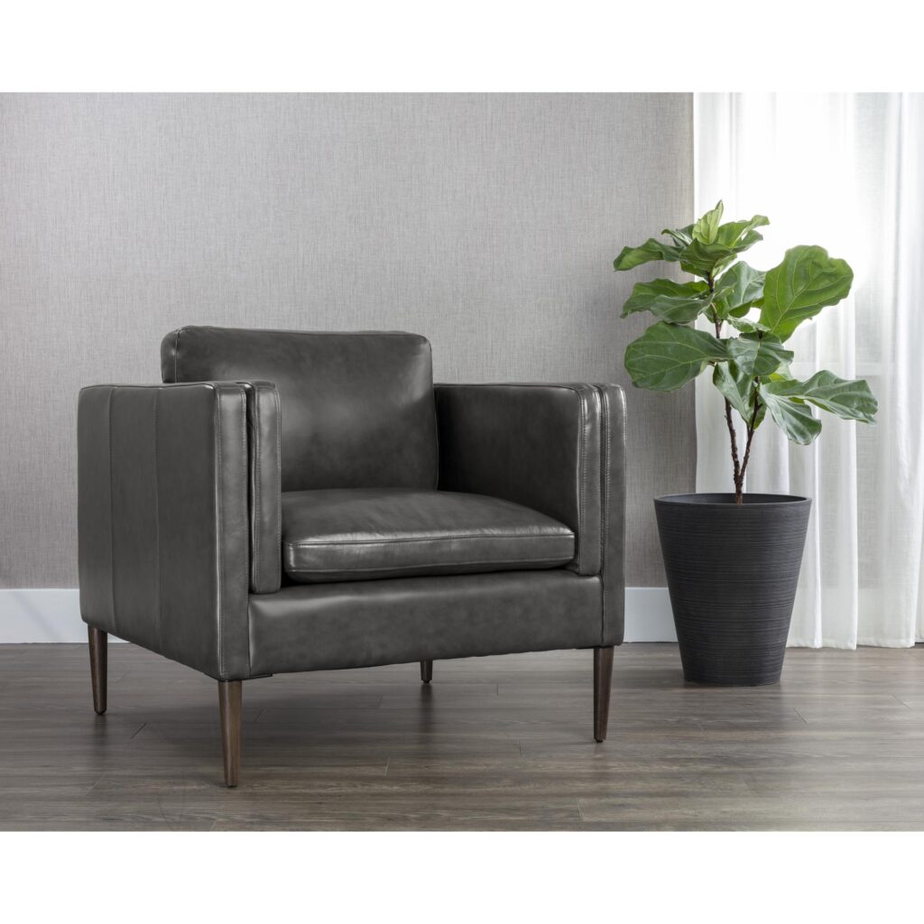 Richmond Armchair - Brentwood Charcoal Leather - Image 5