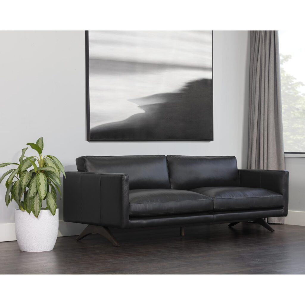 Rogers Sofa - Cortina Black Leather - Image 4