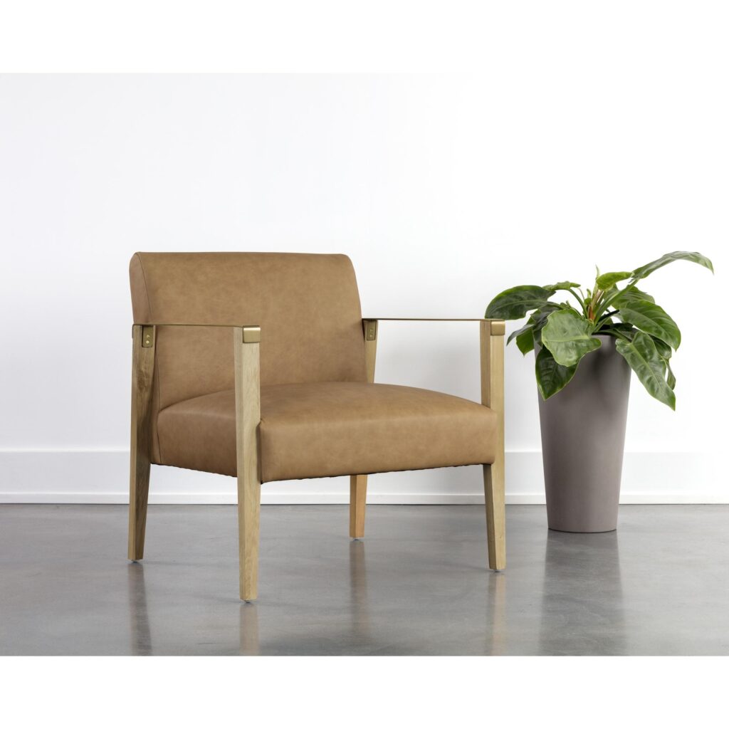 Earl Lounge Chair - Rustic Oak - Ludlow Sesame Leather - Image 5