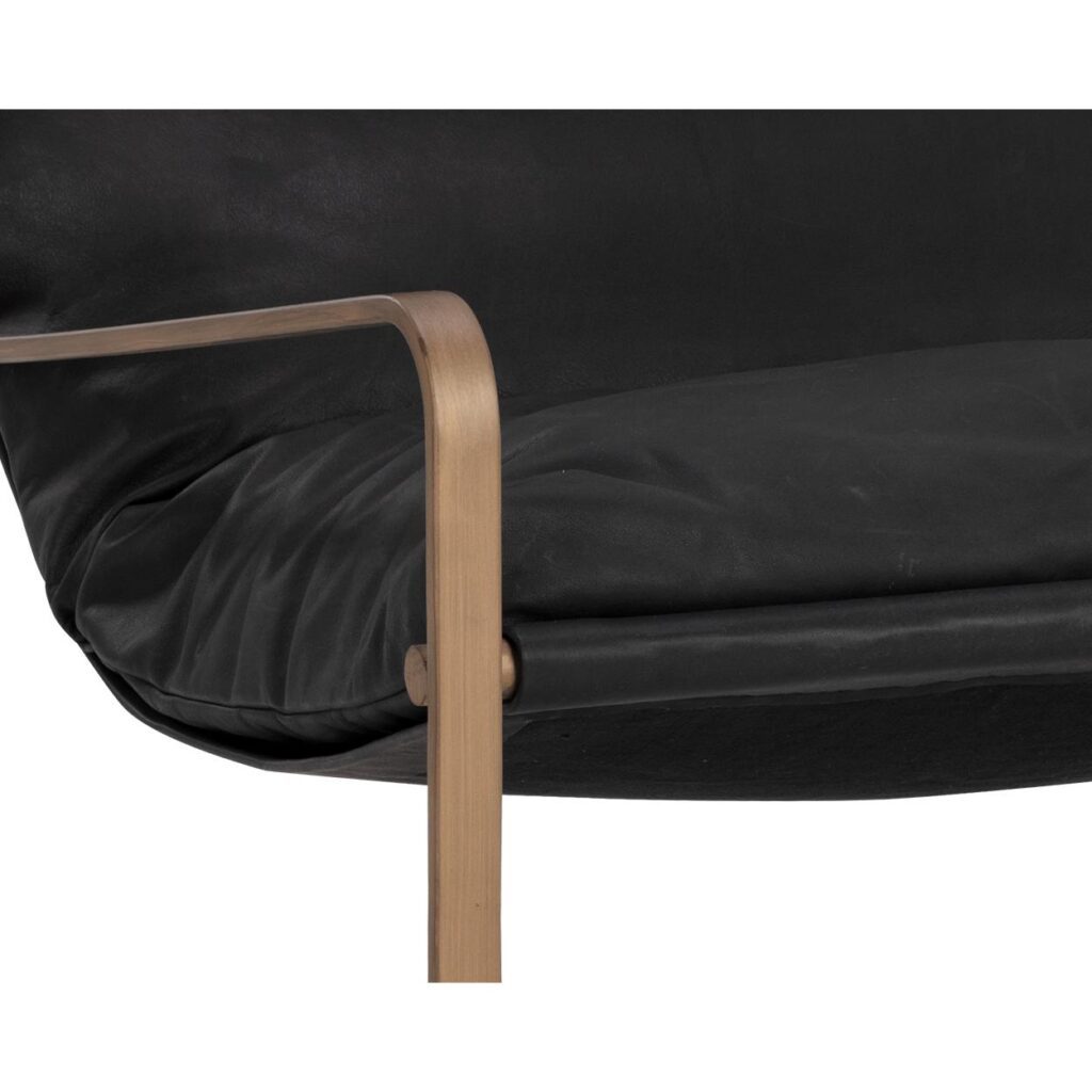 Zancor Lounge Chair - Antique Brass - Charcoal Black Leather - Image 6