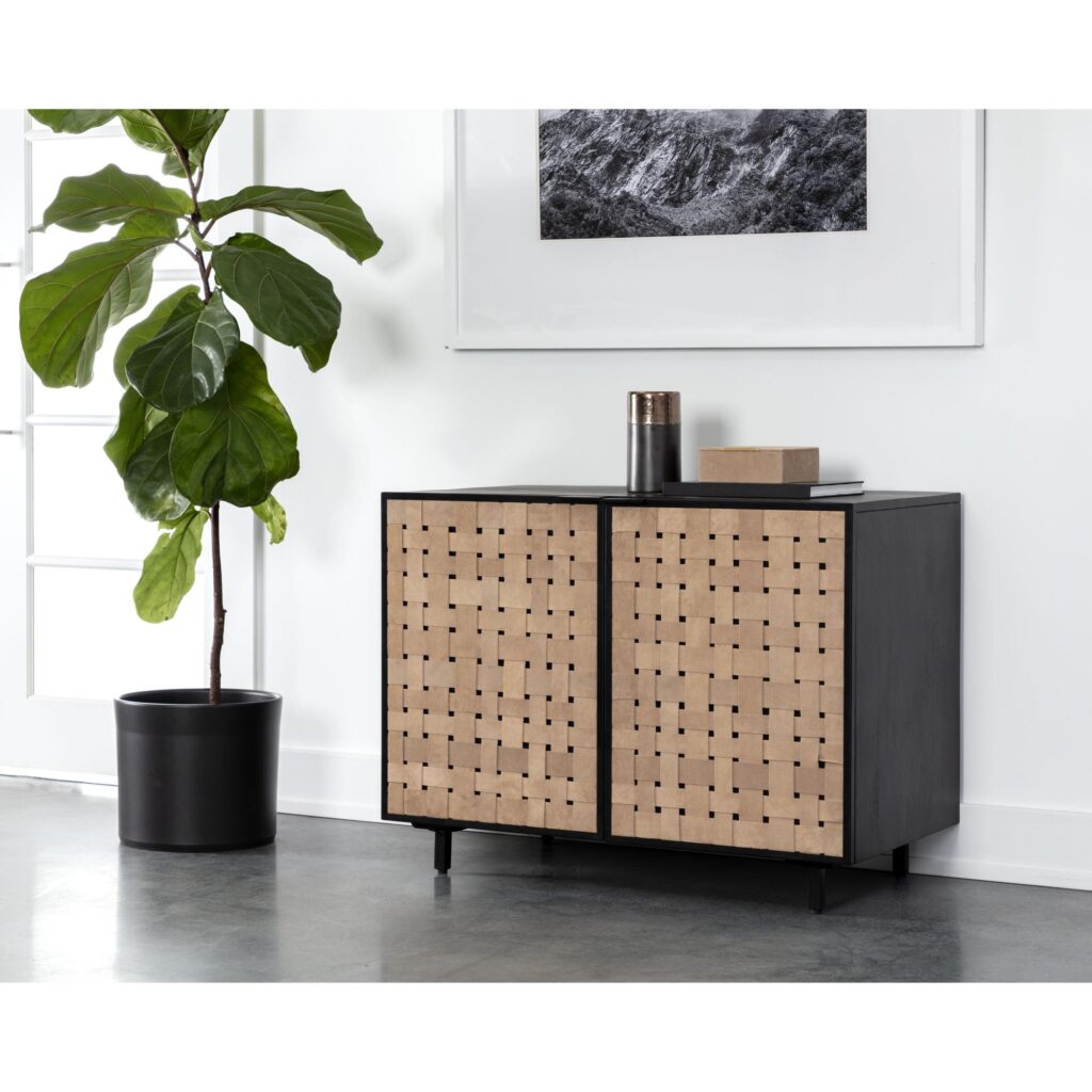 Omari Sideboard - Small - Suede Light Tan Leather - Image 5