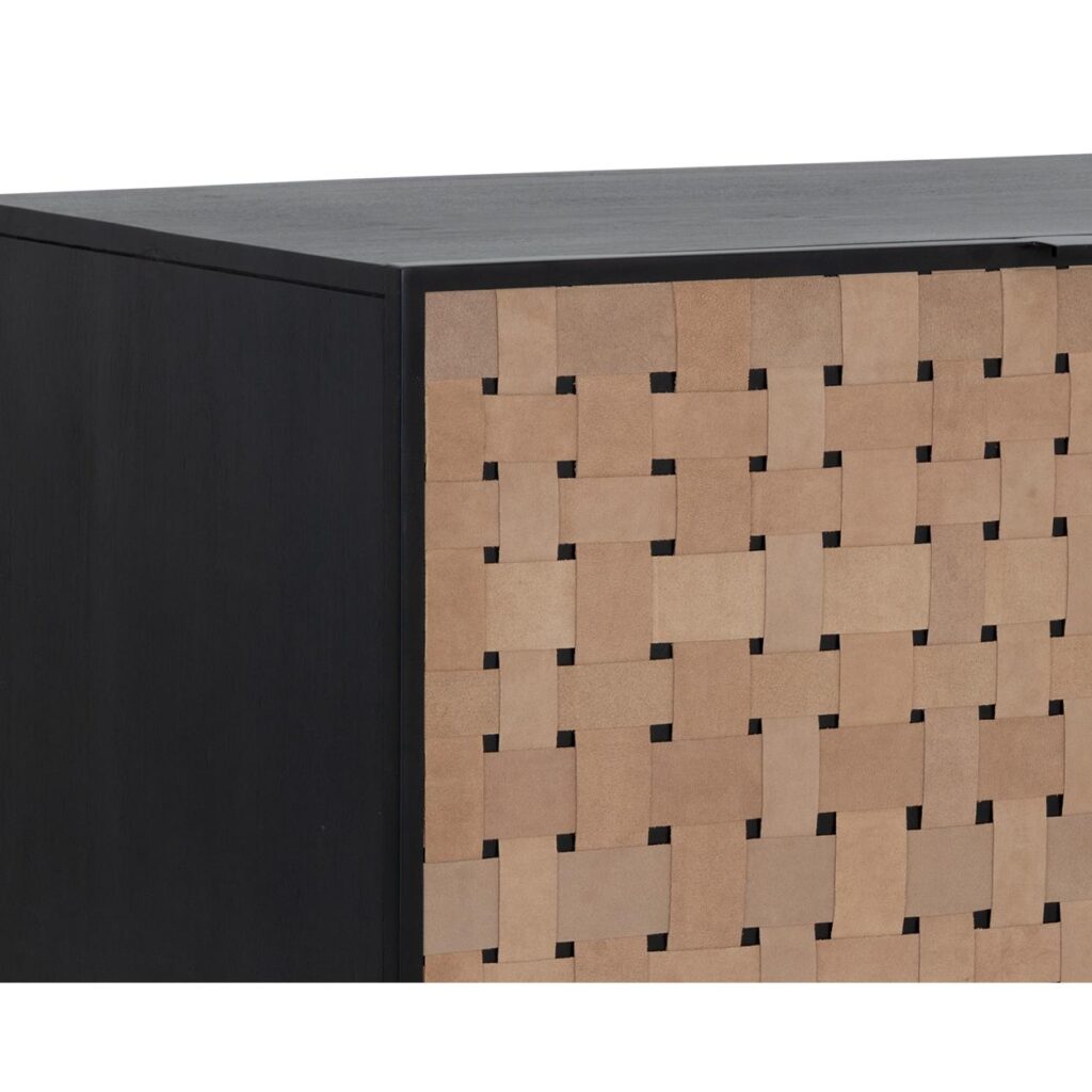 Omari Sideboard - Small - Suede Light Tan Leather - Image 6