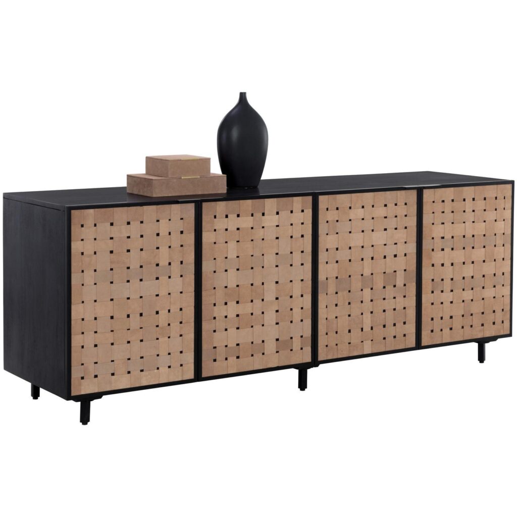 Omari Sideboard - Large - Suede Light Tan Leather