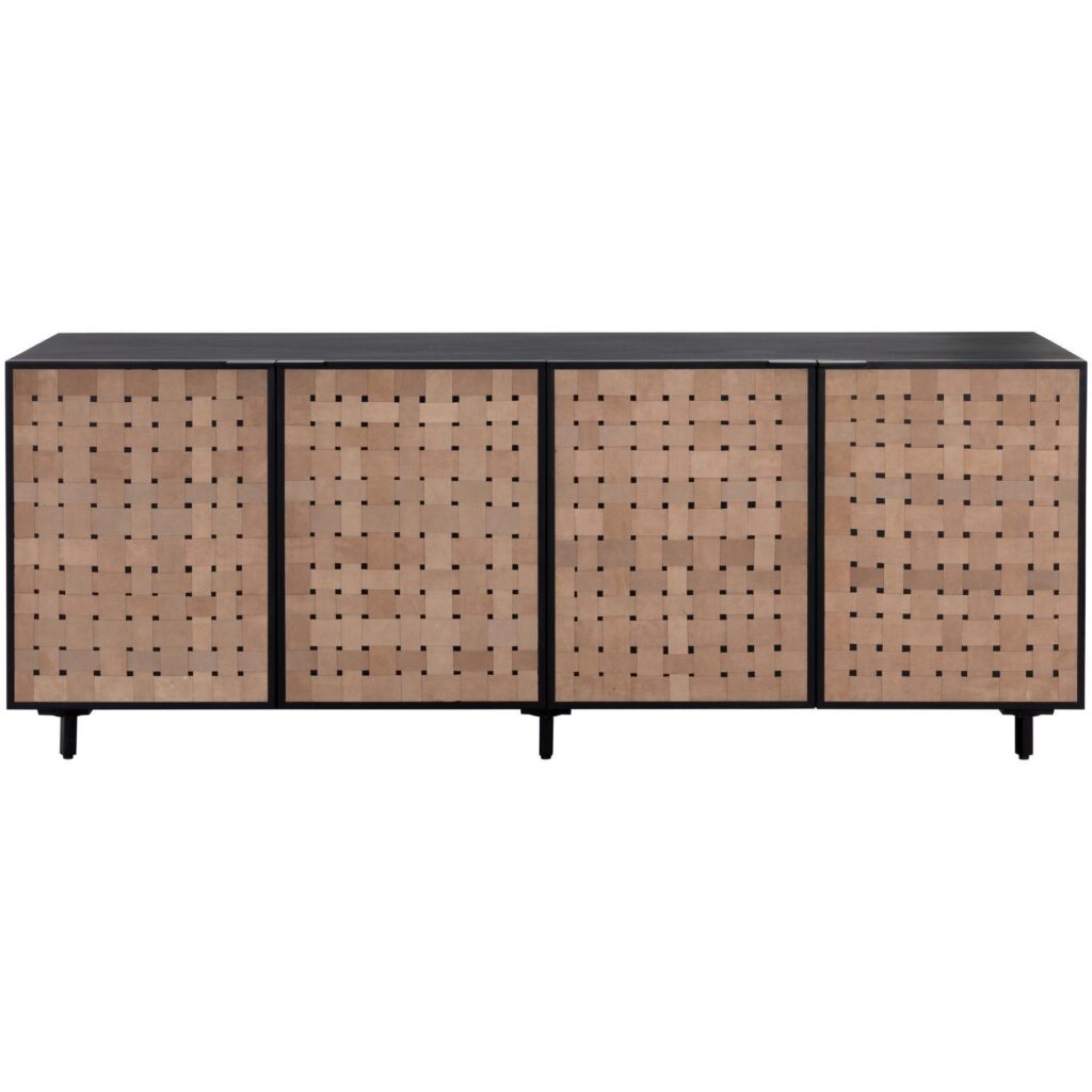 Omari Sideboard - Large - Suede Light Tan Leather - Image 4