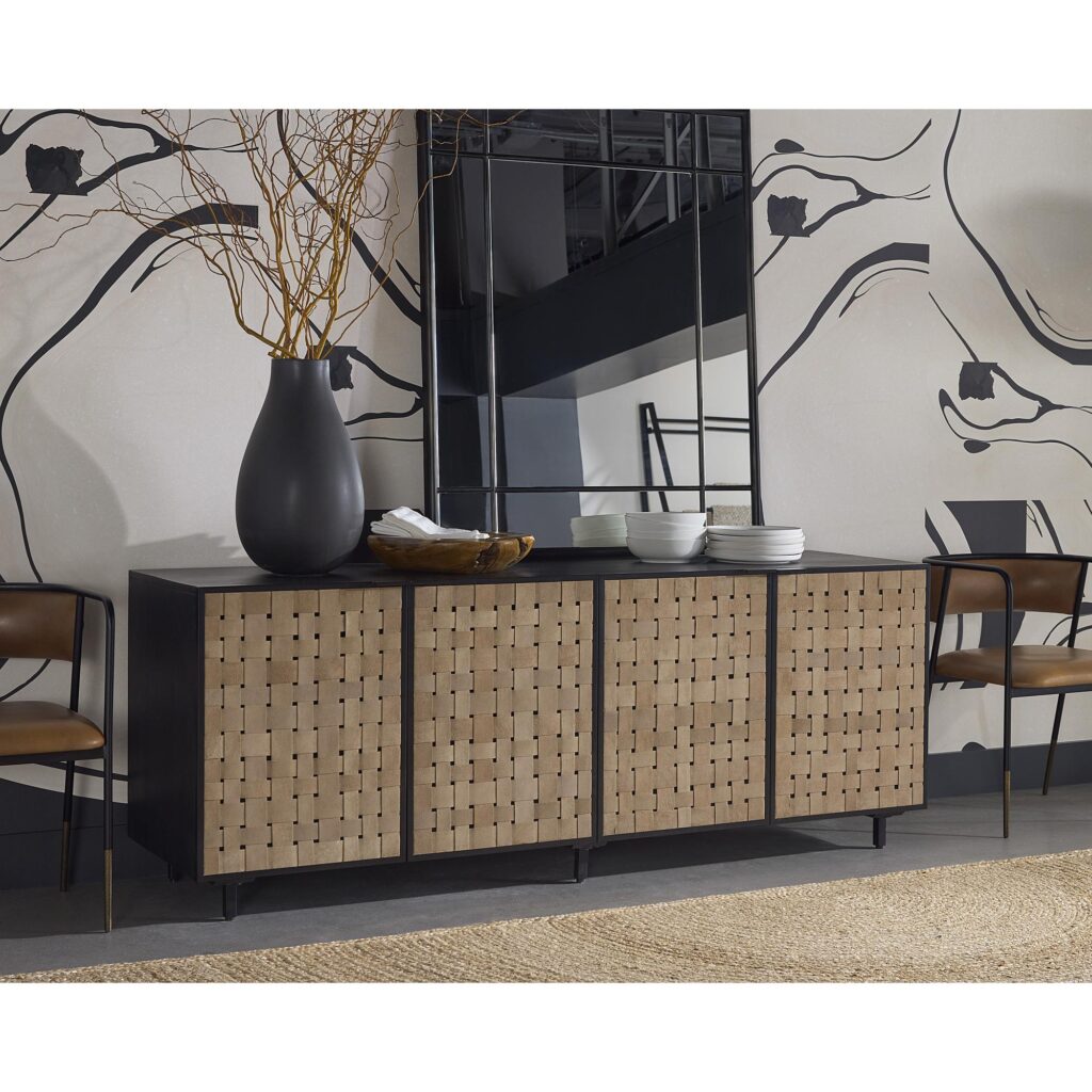 Omari Sideboard - Large - Suede Light Tan Leather - Image 5