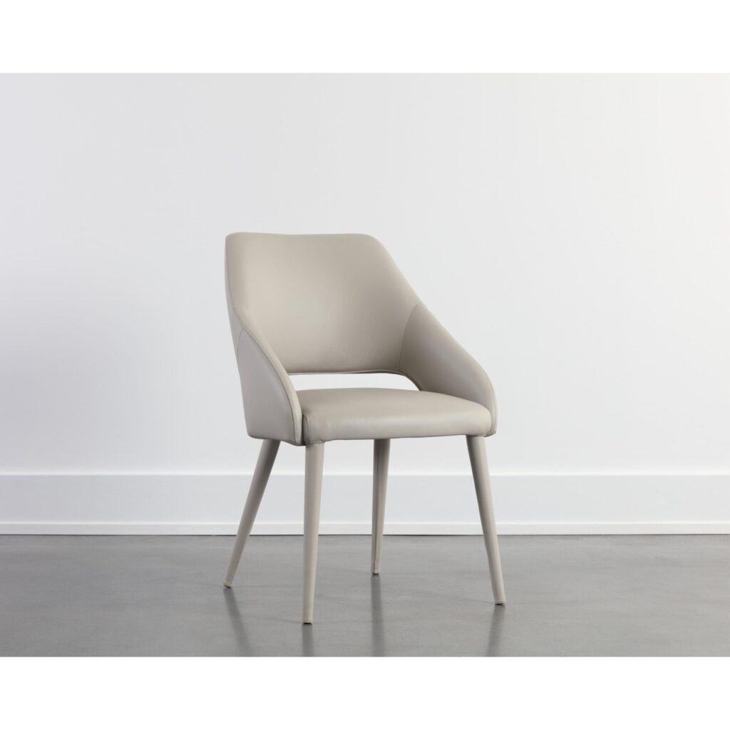 Galen Dining Chair - Linea Light Grey Leather - Image 5