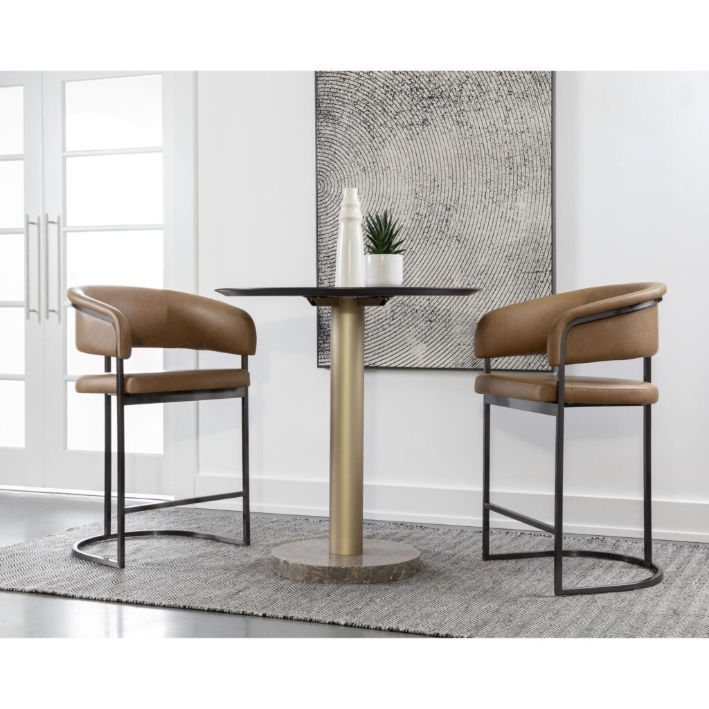 Marris Counter Stool - Gunmetal - Milliken Cognac - Image 5