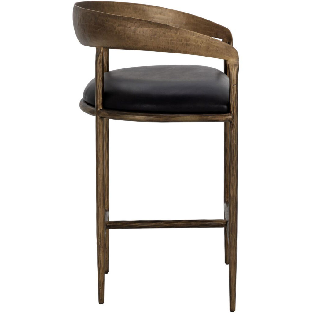 Zanatta Counter Stool - Charcoal Black Leather - Image 3