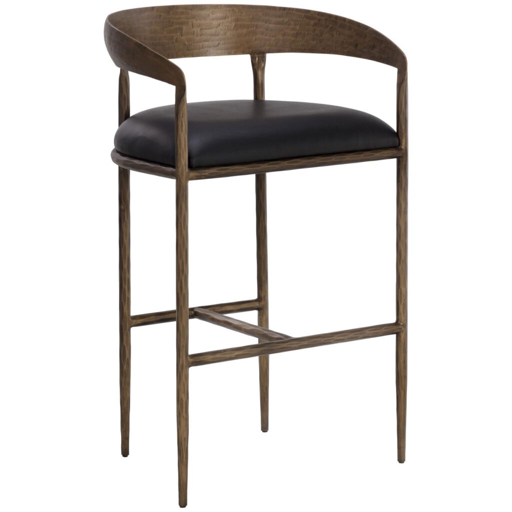 Zanatta Barstool - Charcoal Black Leather