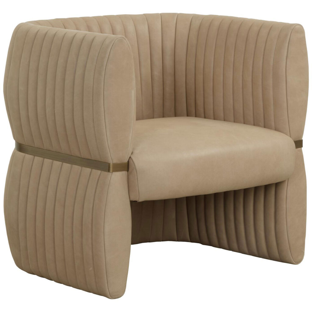 Tryor Lounge Chair - Sahara Sand Leather