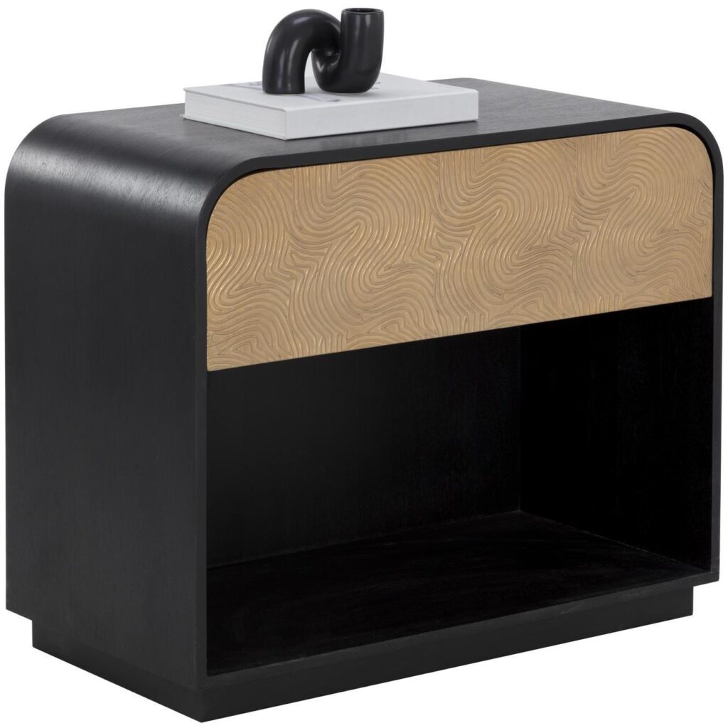 Algarve Nightstand - Black / Champagne Gold