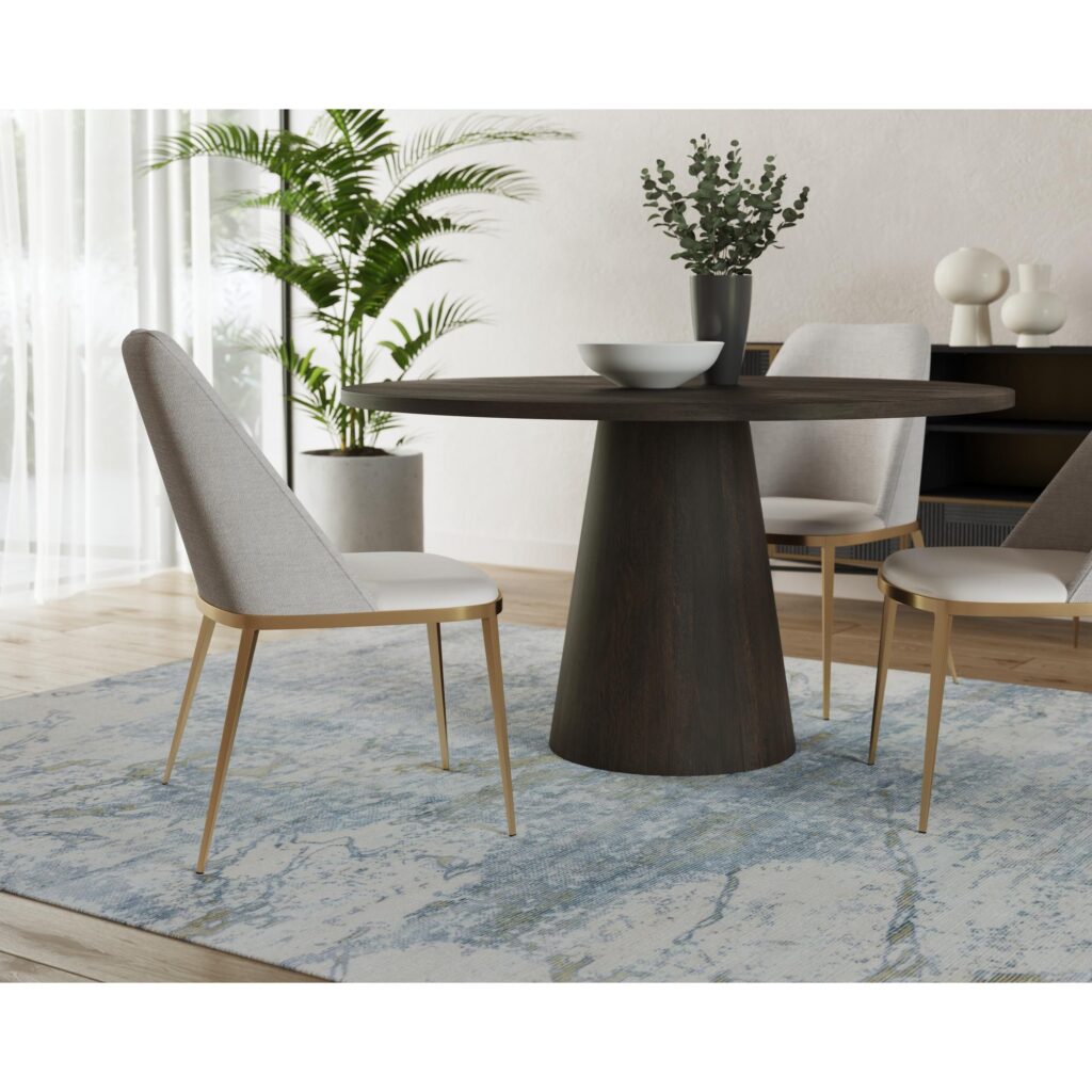 Elina Dining Table - Round - Brown Oak - 54" - Image 4