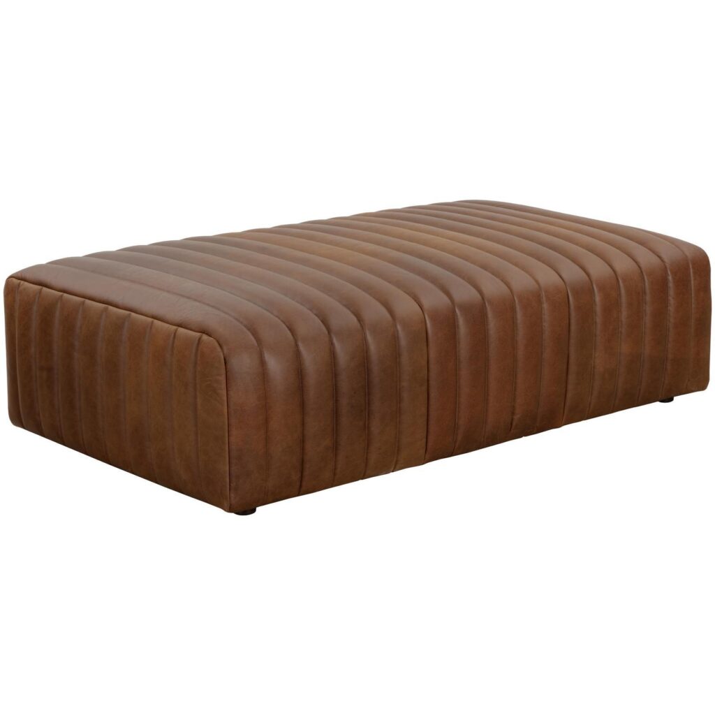 Lewin Ottoman - Rectangular - Aged Cognac Leather