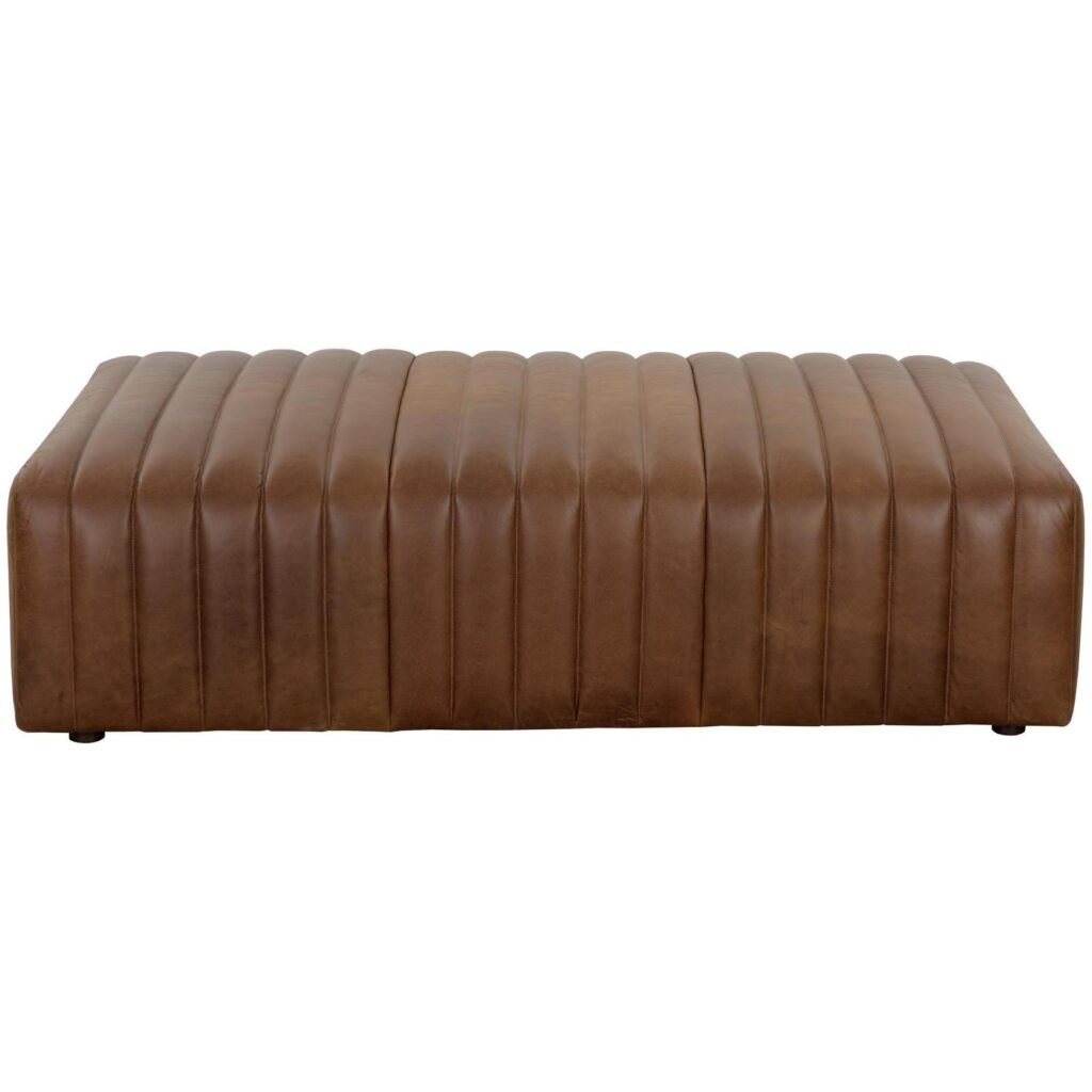 Lewin Ottoman - Rectangular - Aged Cognac Leather - Image 2