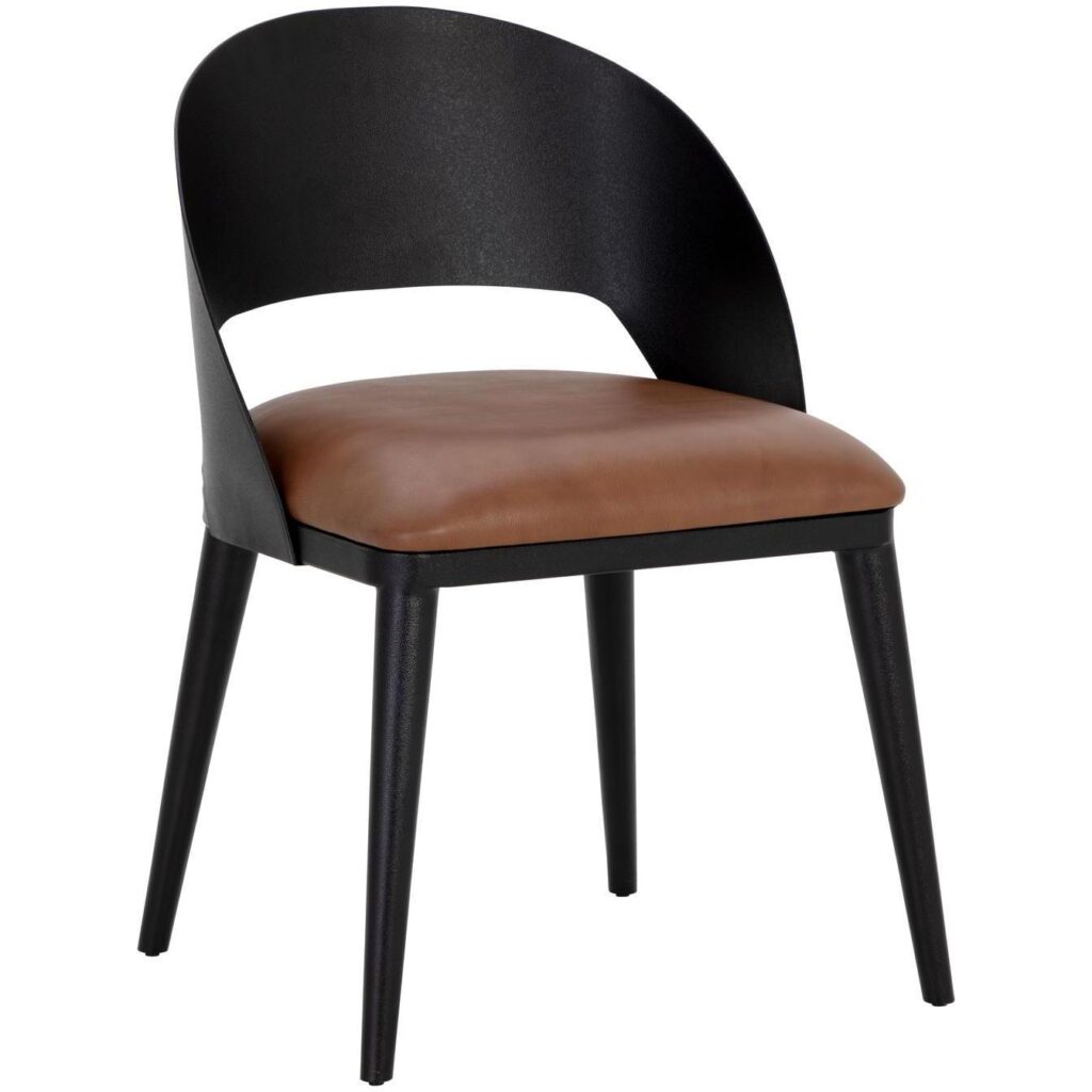 Dezirae Dining Chair - Black - Cognac Leather