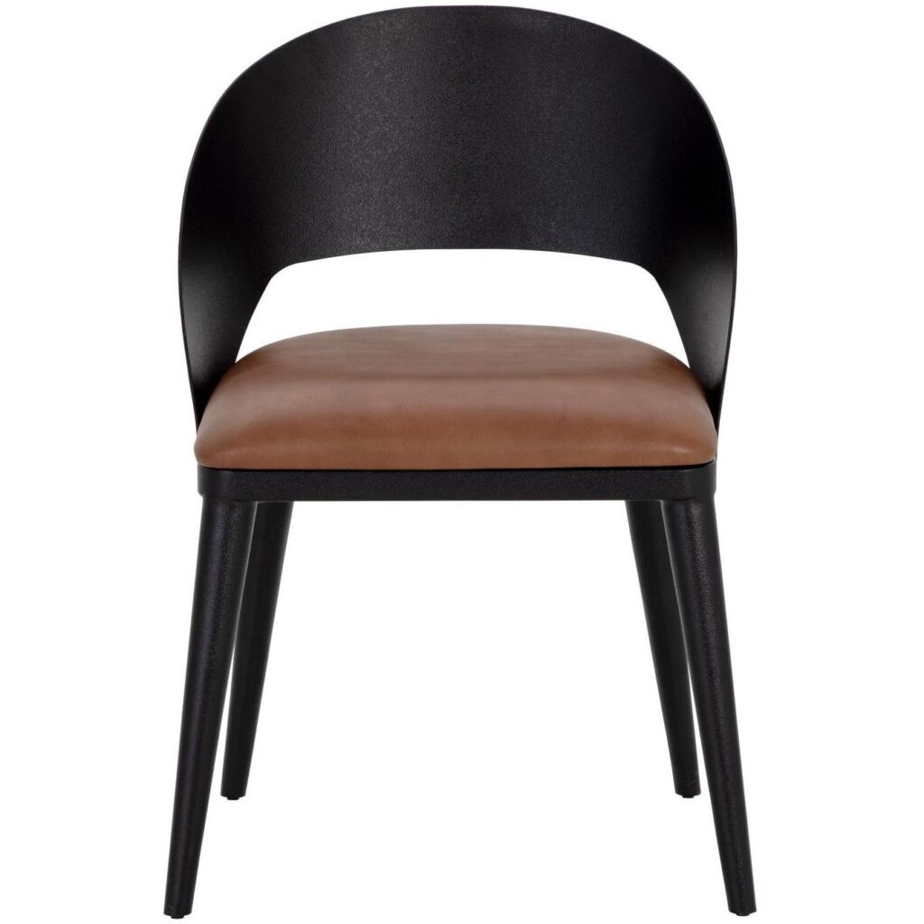 Dezirae Dining Chair - Black - Cognac Leather - Image 2