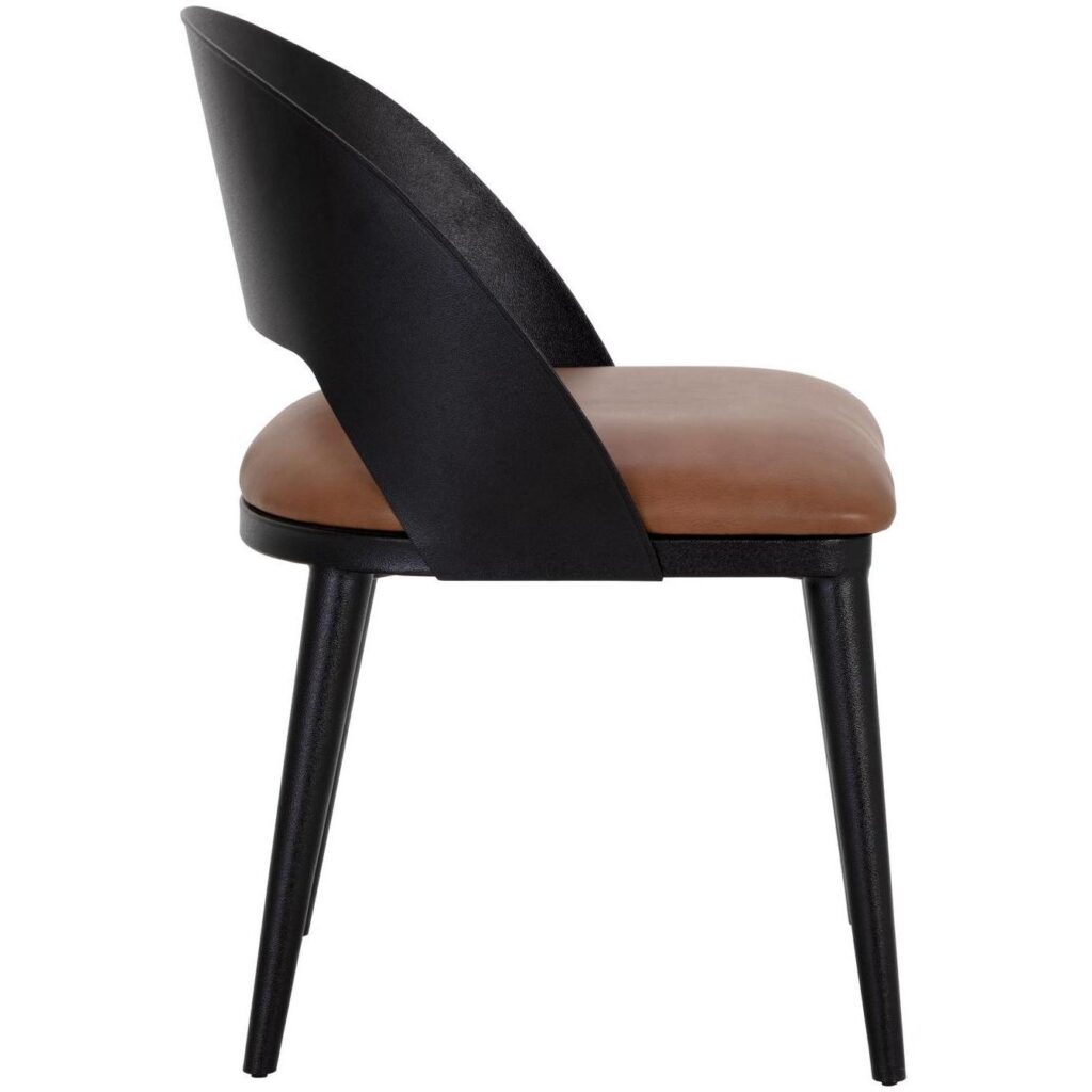 Dezirae Dining Chair - Black - Cognac Leather - Image 3