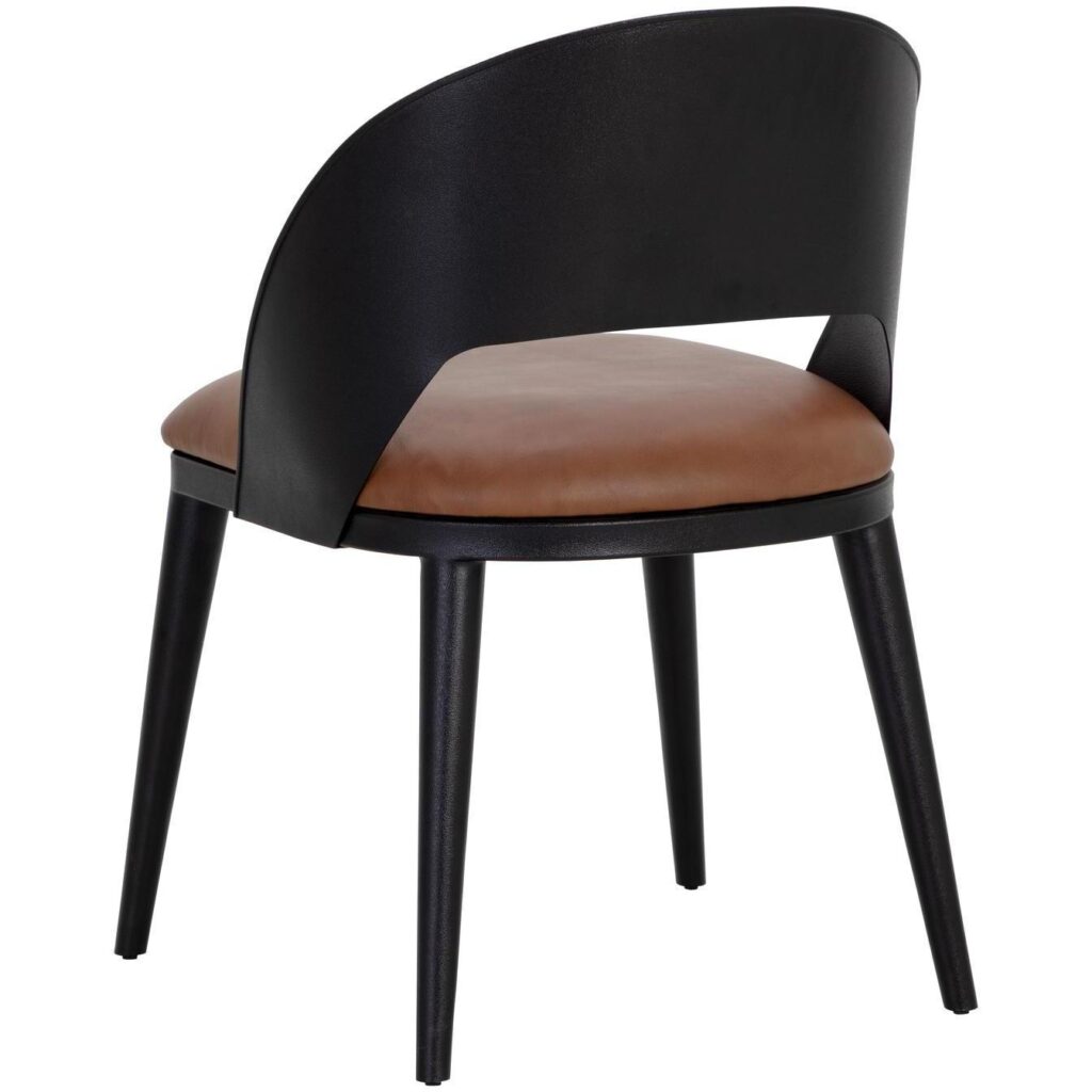 Dezirae Dining Chair - Black - Cognac Leather - Image 4