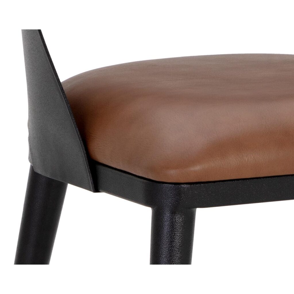 Dezirae Dining Chair - Black - Cognac Leather - Image 6