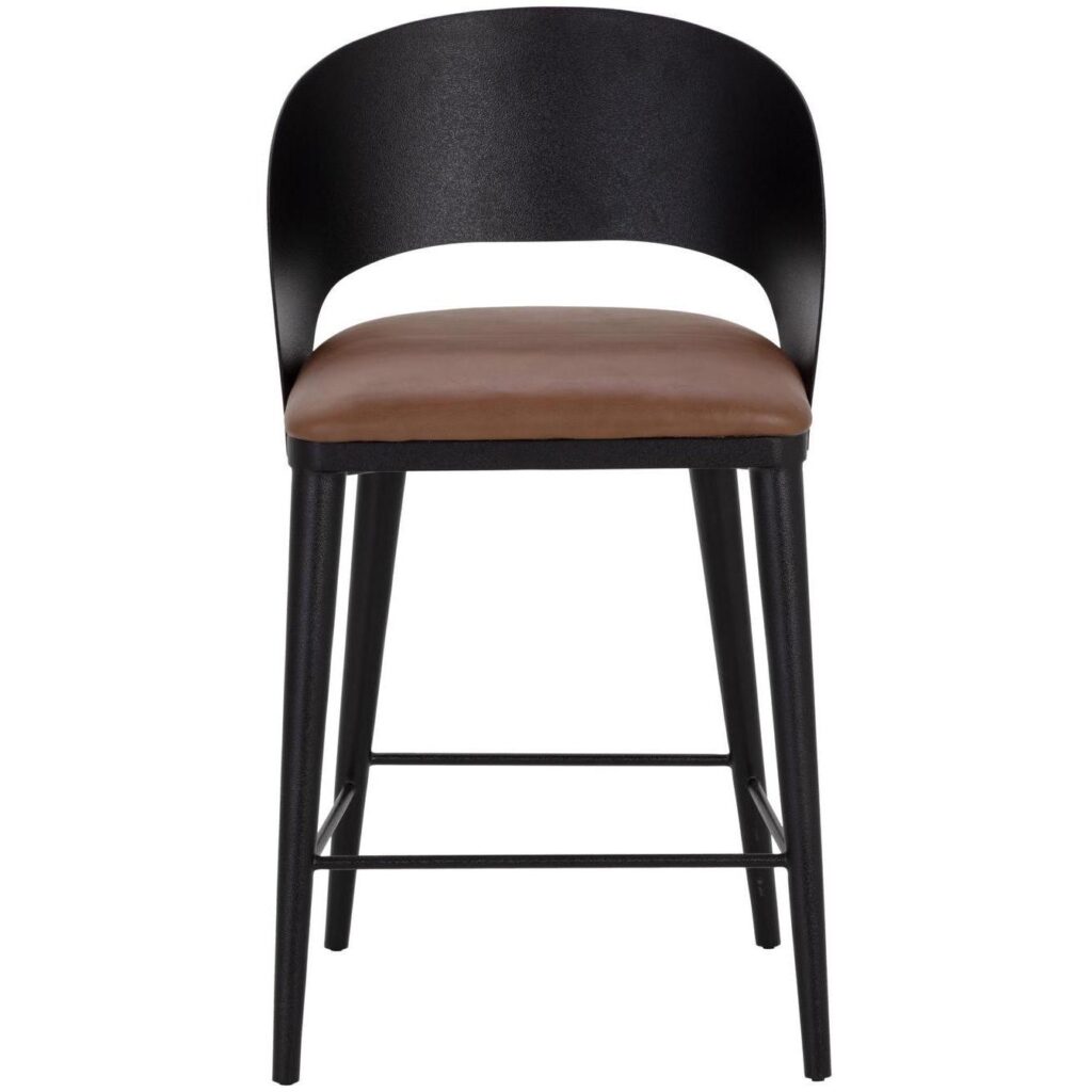 Dezirae Counter Stool - Black - Cognac Leather - Image 2