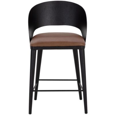 Dezirae Counter Stool - Black - Cognac Leather 111043 111043 DEZIRAE COUNTER STOOL BLACK COGNAC LEATHER 1