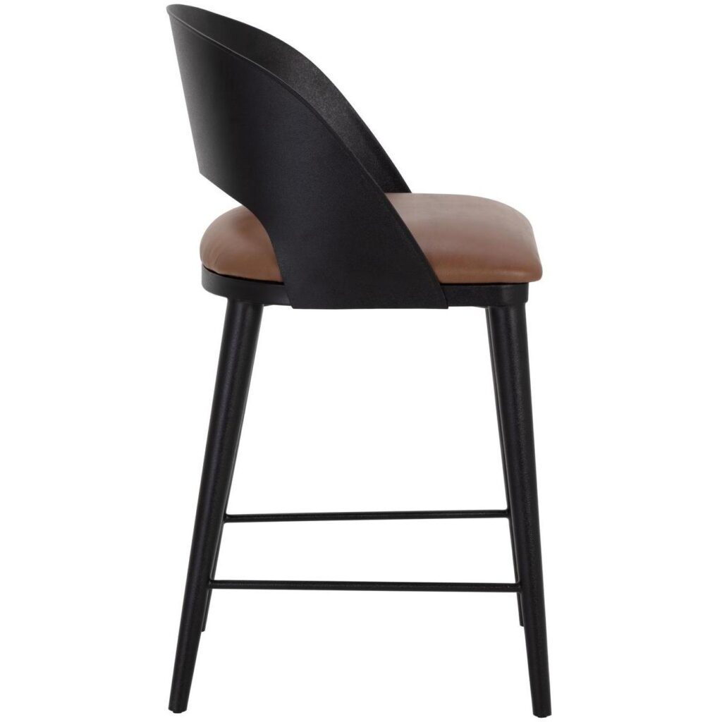 Dezirae Counter Stool - Black - Cognac Leather - Image 3