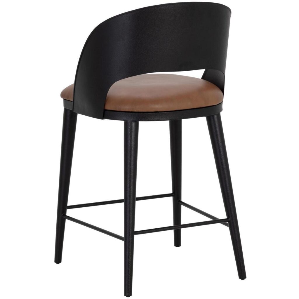 Dezirae Counter Stool - Black - Cognac Leather - Image 4