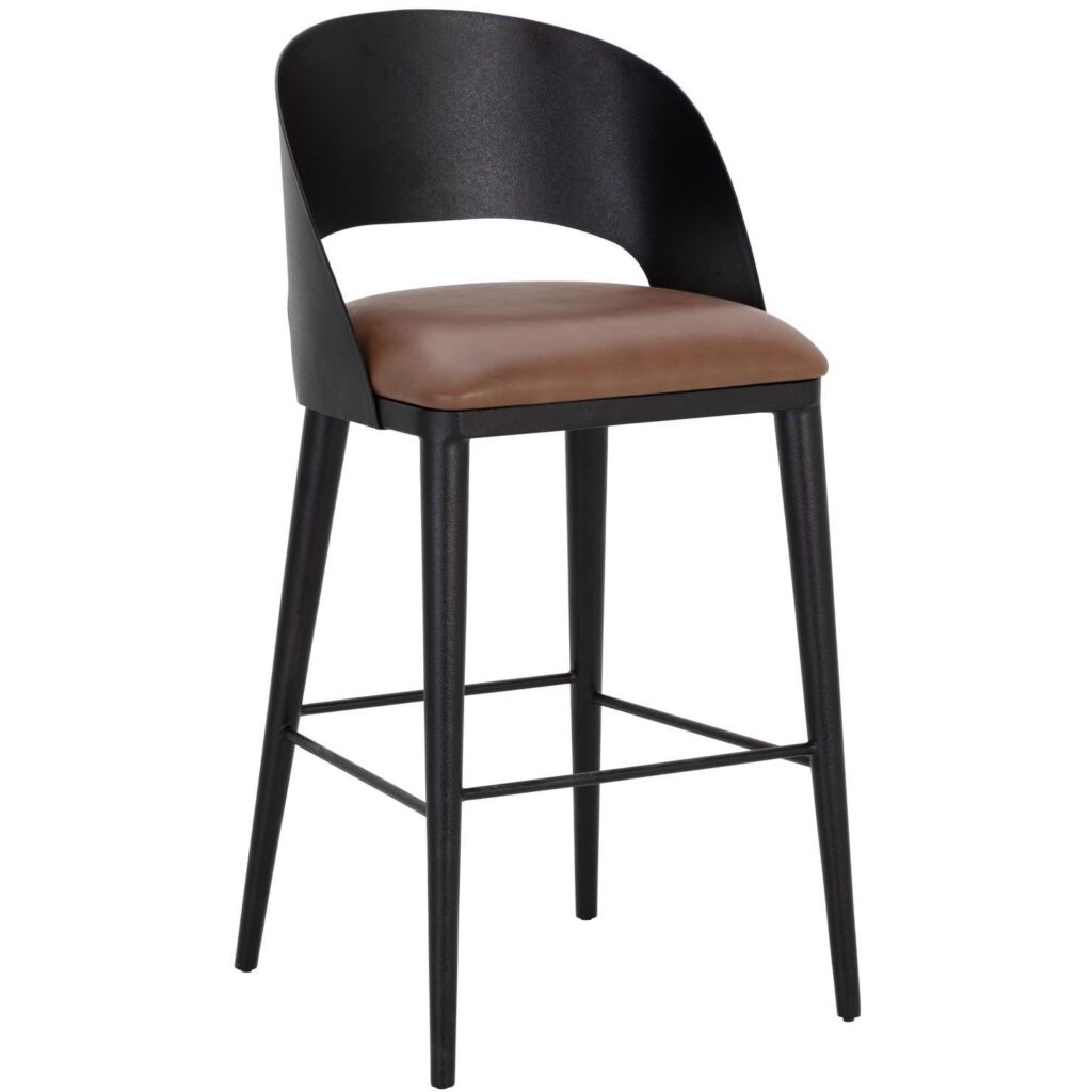 Dezirae Barstool - Black - Cognac Leather