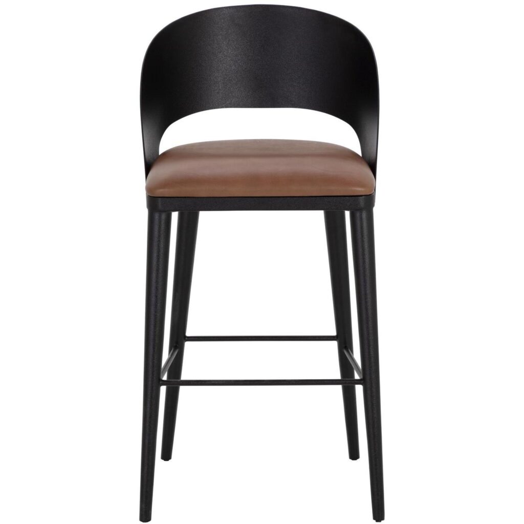 Dezirae Barstool - Black - Cognac Leather - Image 2