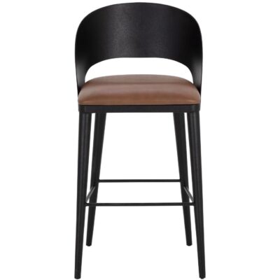 Dezirae Barstool - Black - Cognac Leather 111051 111051 DEZIRAE BARSTOOL BLACK COGNAC LEATHER 1