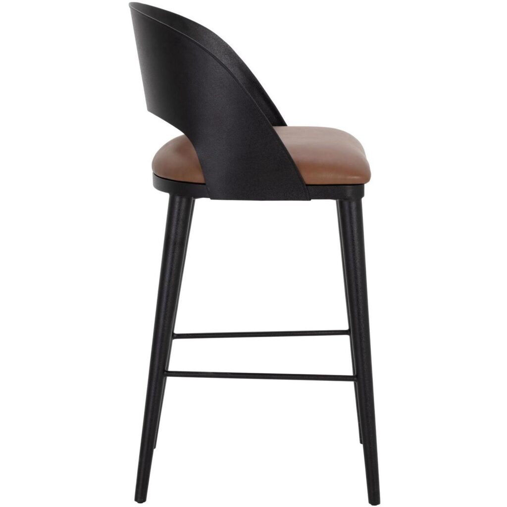 Dezirae Barstool - Black - Cognac Leather - Image 3